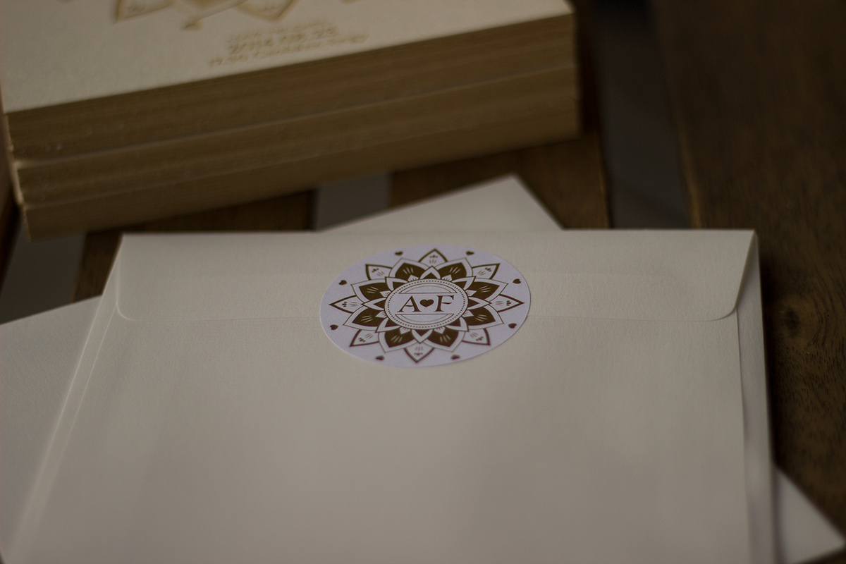 Mandala wedding Invitation card engraving laser paper print envelope sticker natural flower rustic friend hippie