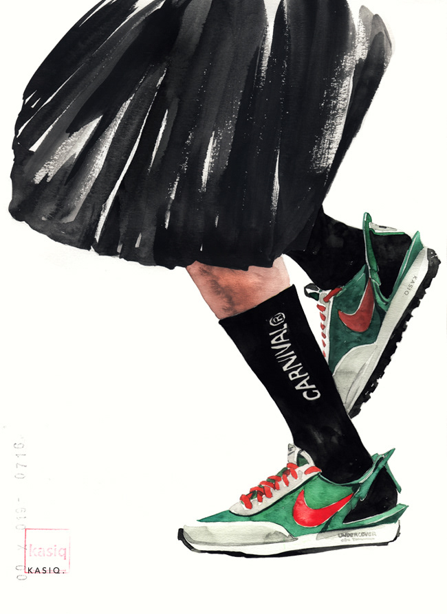 kasiq Drawing  Fashion  watercolor undercover Daybreak Nike fashion illustration streetfashion watercolor painting