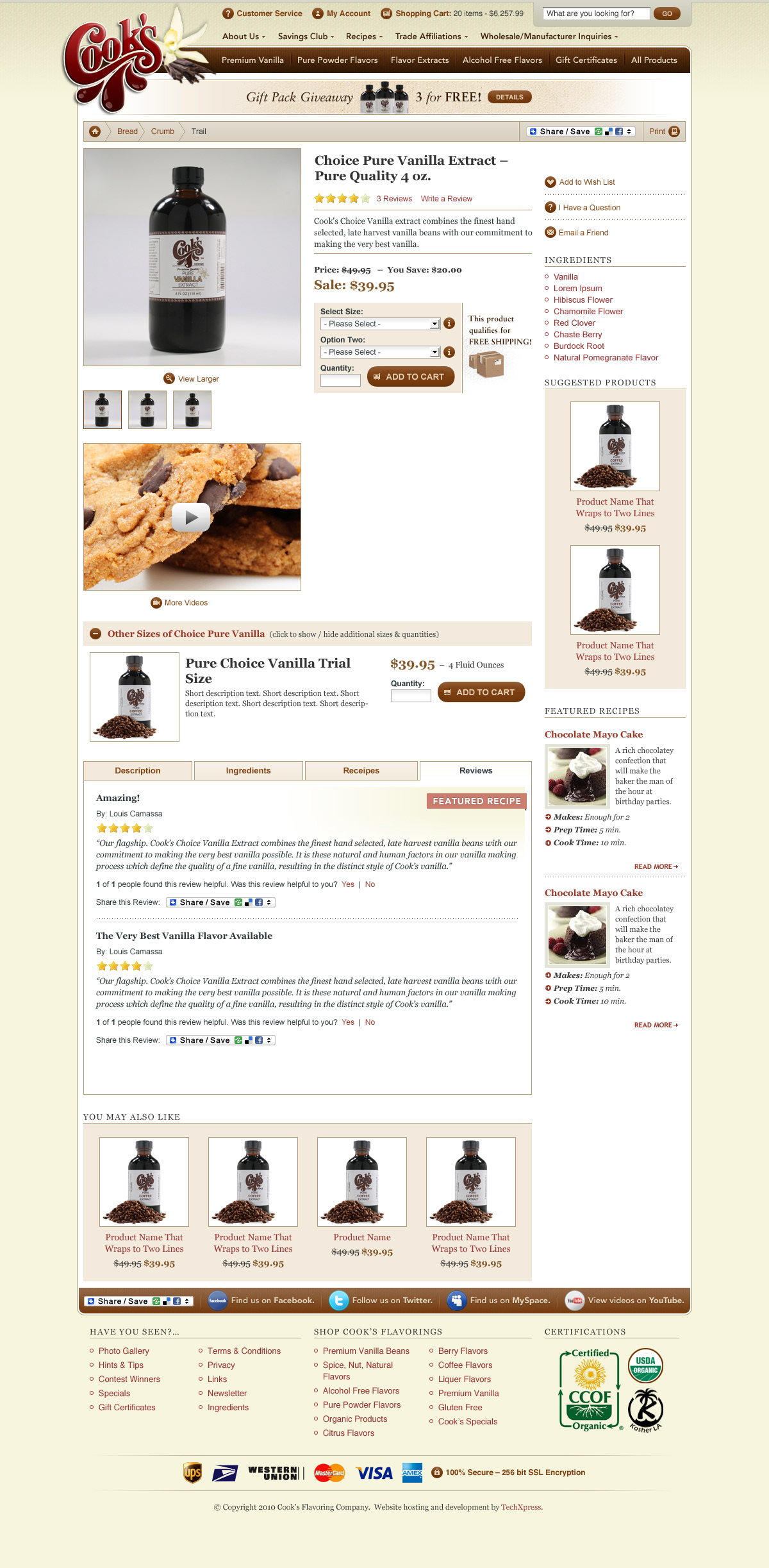 cooking vanilla recipes Web UI tan cpg business to consumer