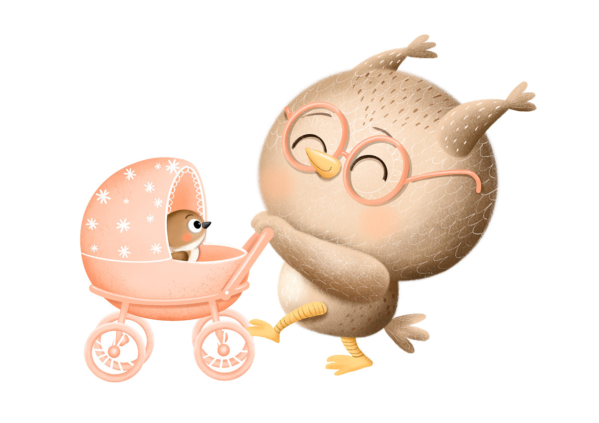 animals bear characterdesign childrenbook ChildrenIllustration cute owl stickers wood girls