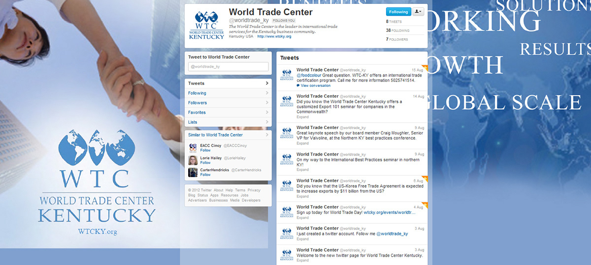 social media  FACEBOOK  twitter Web design graphic graphics social media world trade center World Trade Center Kentucky