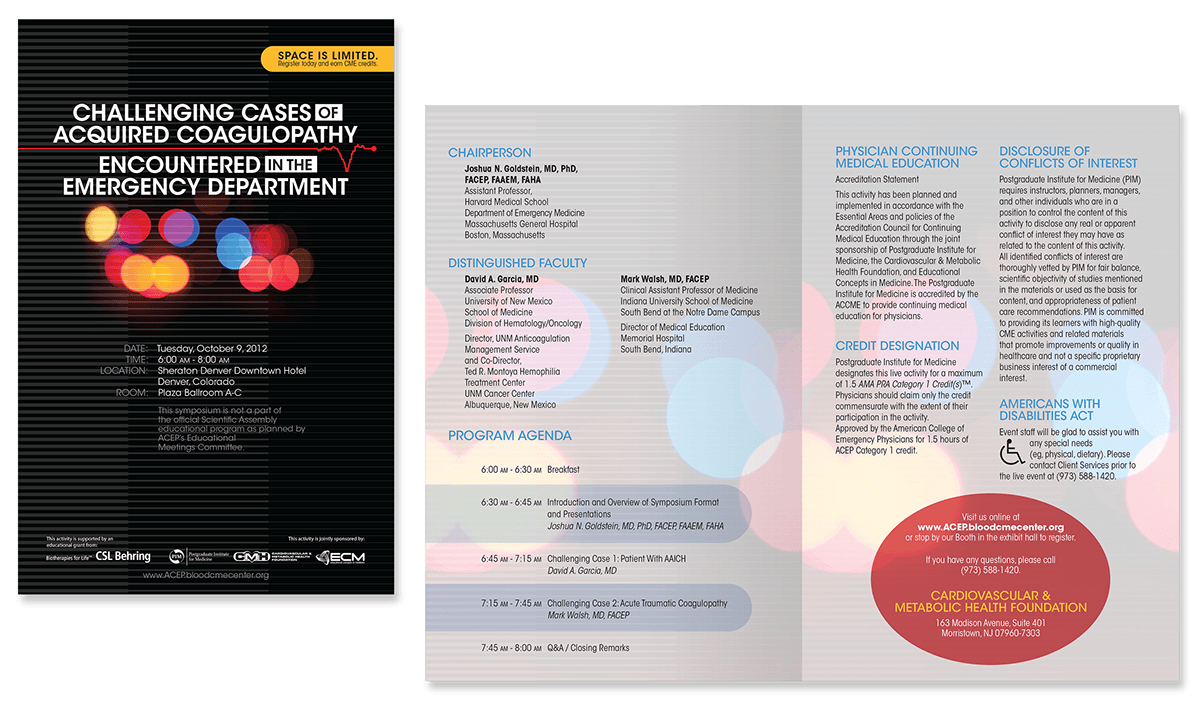 Direct mail symposium invitations CME Continuing Medical Education
