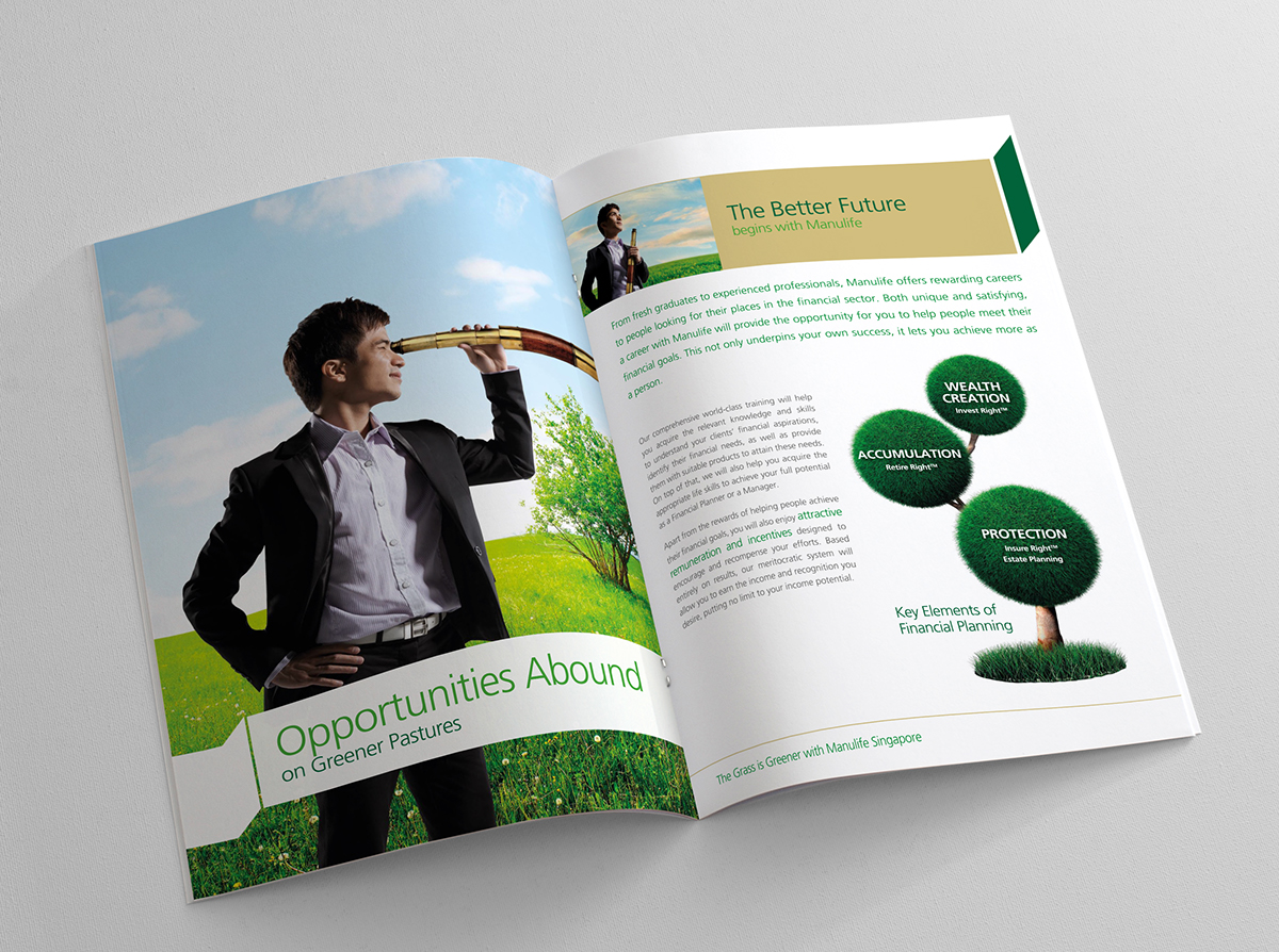insurance recruitment green grass Manulife Booklet brochure