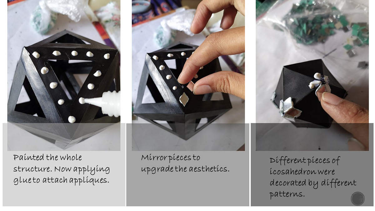 3D model icosahedrn jewellery holder mirrors refleting Visually Pleasing