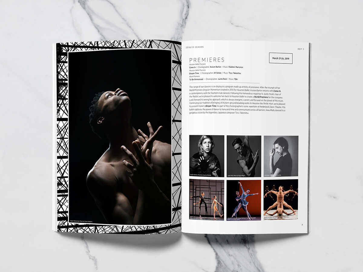 Adobe Portfolio design branding  Season launch ballet houston ballet.