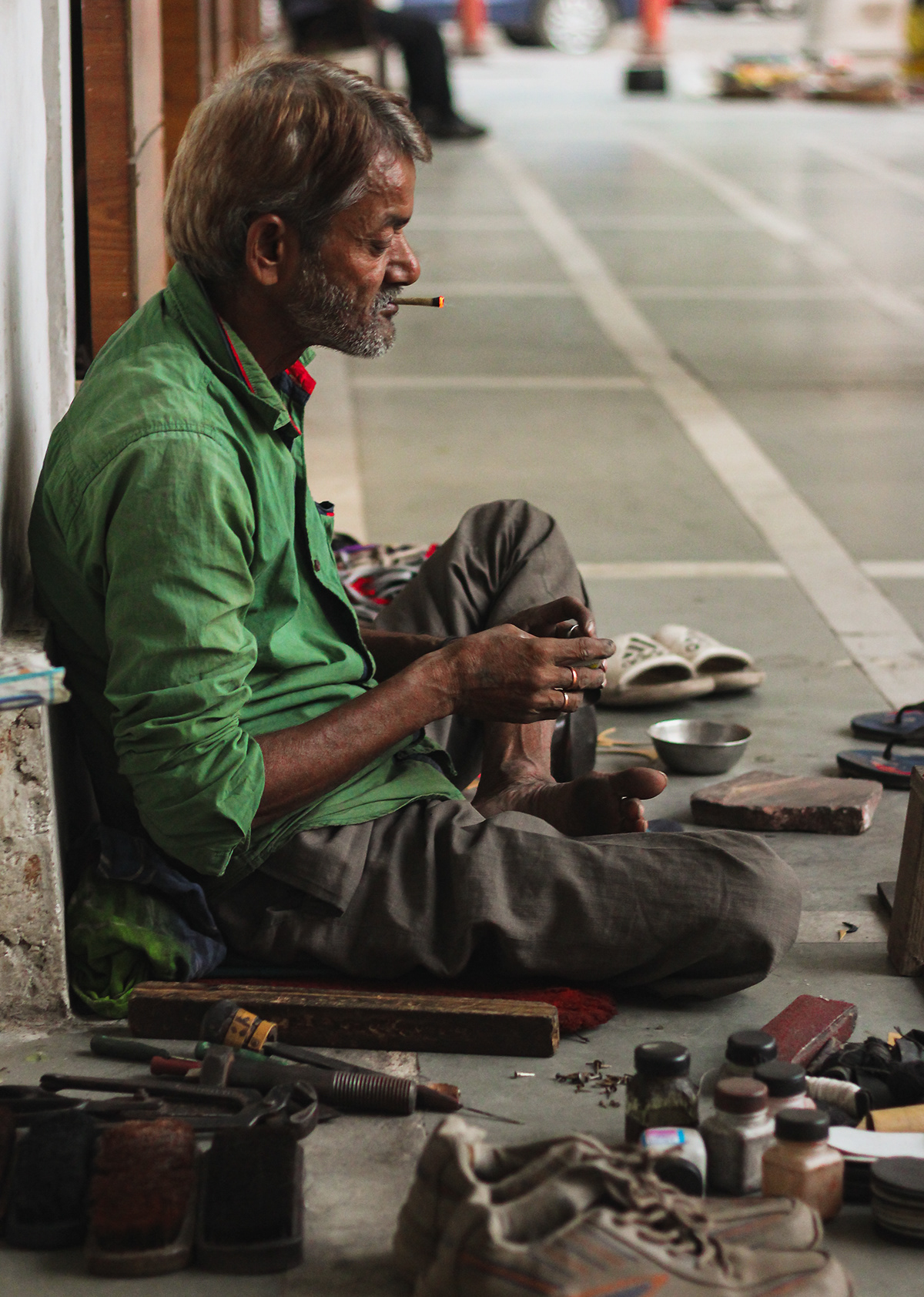 Cobbler portrait Retro Shoemaker shoemaking smoking Street street photographer street photography