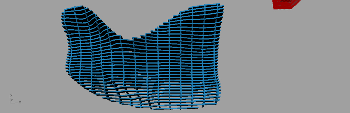 waffle bench mdf wood parametric Rhino Grasshopper seat Render furniture design ribs stripes cnc interlocking