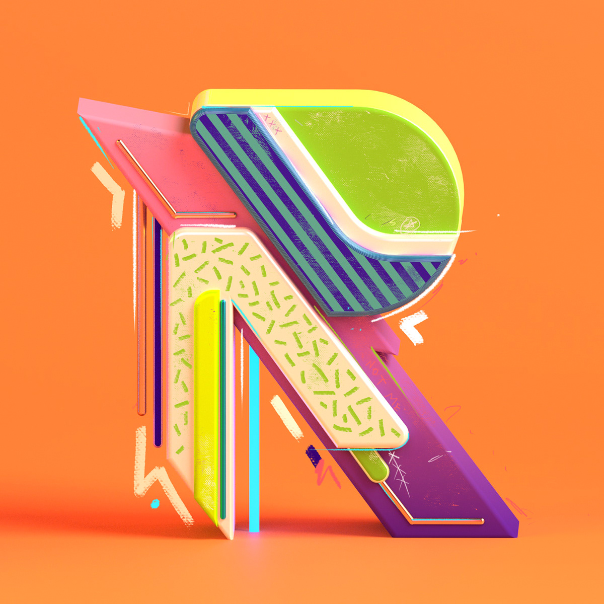 36daysoftype font 36days 3DType 3D grunge punk Gaming color Fun