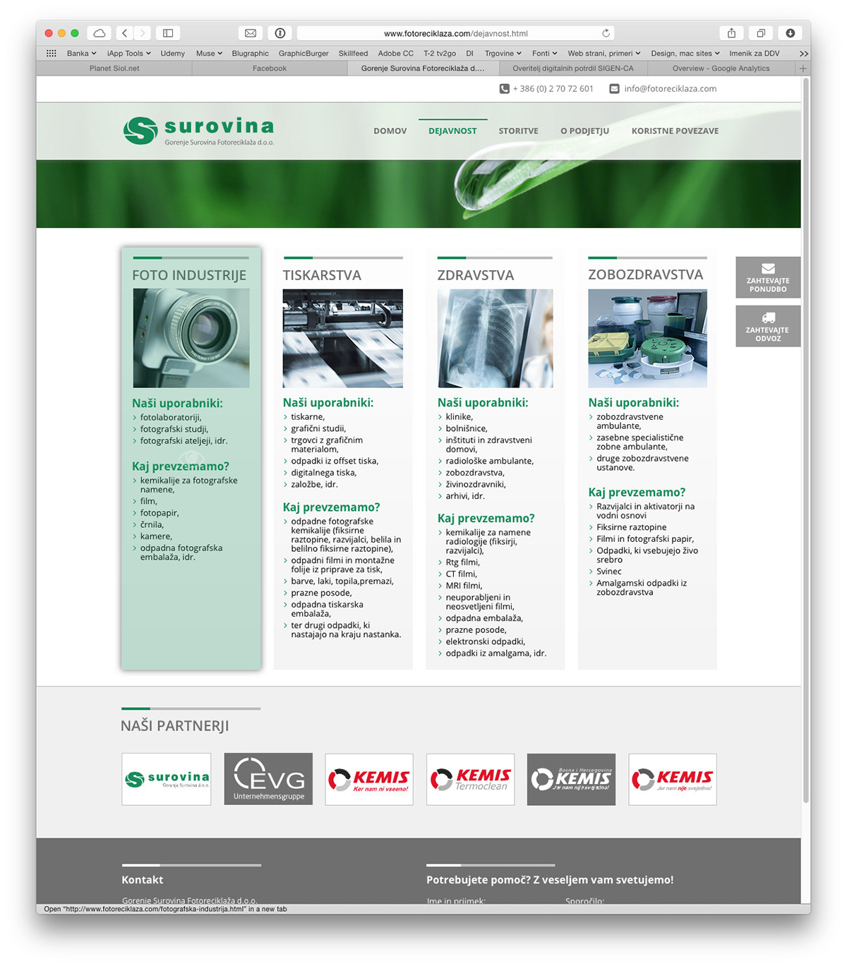 Adobe Portfolio web page recycling Ecology green