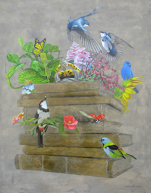 art artwork biodiversity birds books Nature painting  