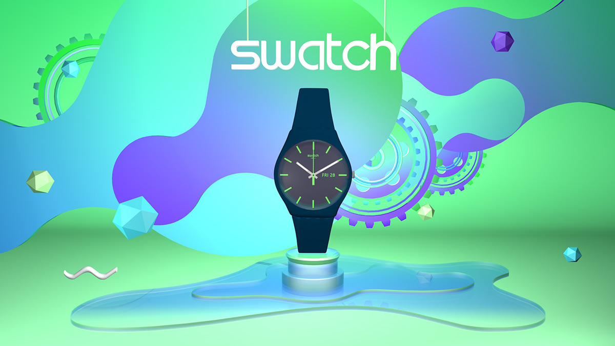 Advertising  ads design swatch 3D c4d video motion graphic motion animation 