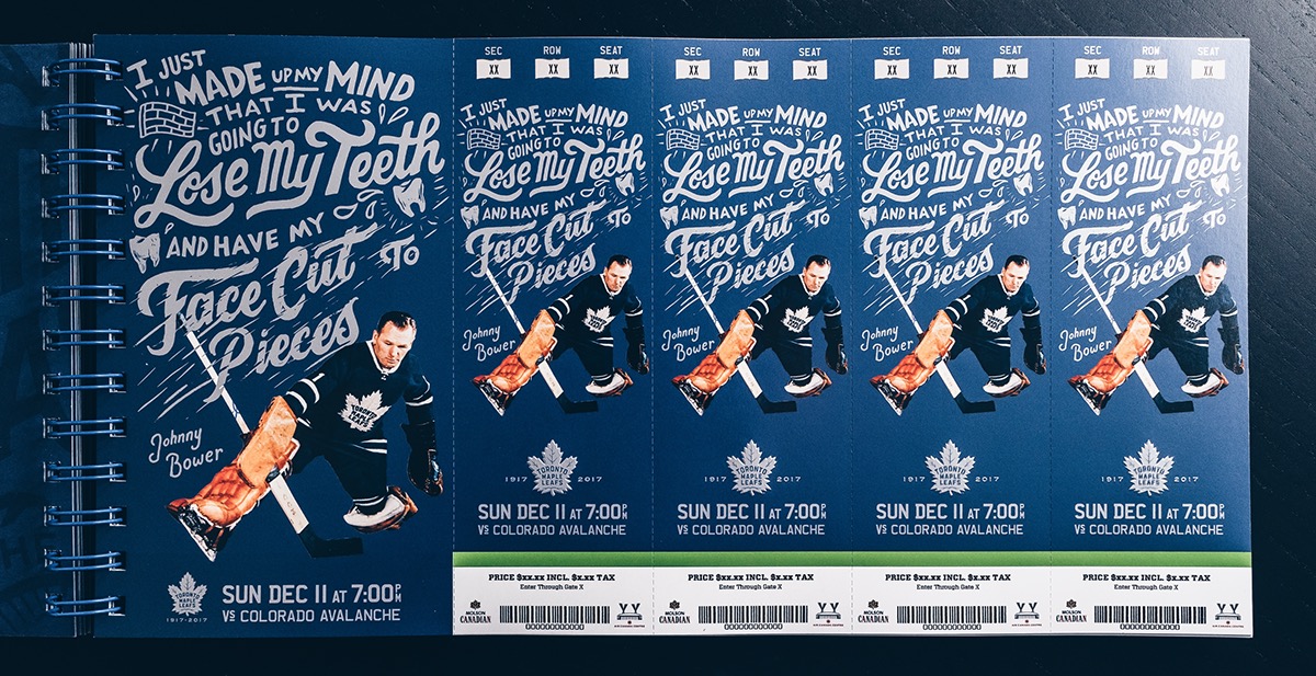 handletter handtype vintage hockey maple leafs NHL Toronto sports season tickets centennial