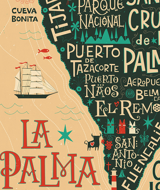 onthedraw La Palma canary islands tourism Promotion Travel sketchbook sketching Fun Telescope HAND LETTERING hand drawn type paella map building