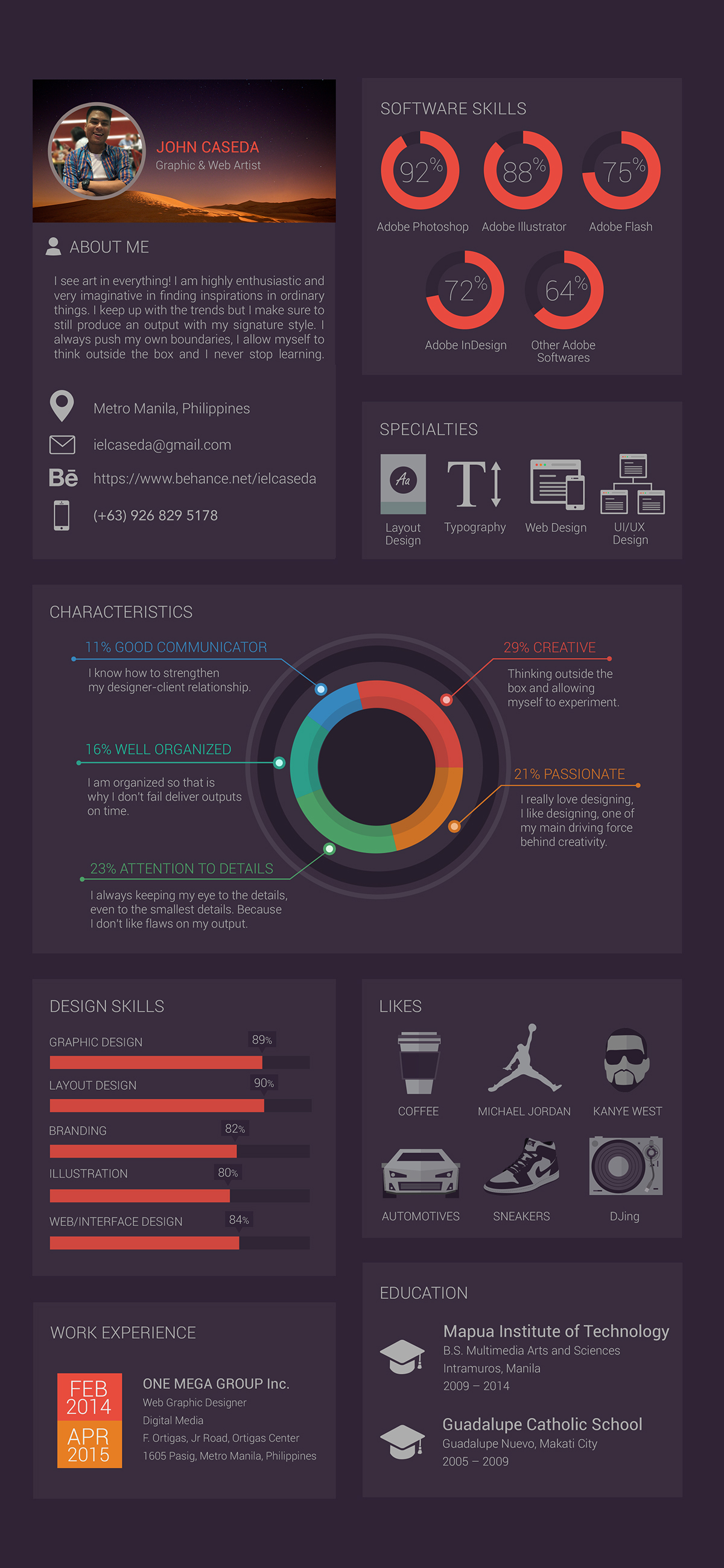 creative CV Curriculum Vitae Creative Resume flat design flat icons infographics