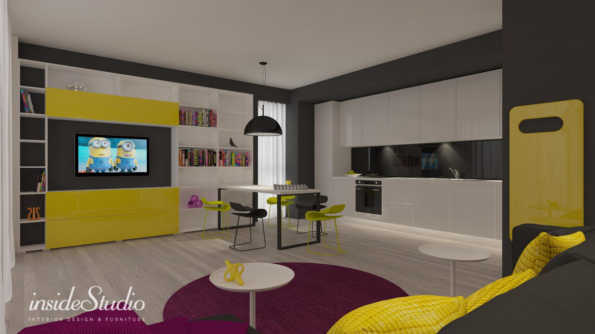 black White inside studio timisoara design interior modern apartament sedako iris