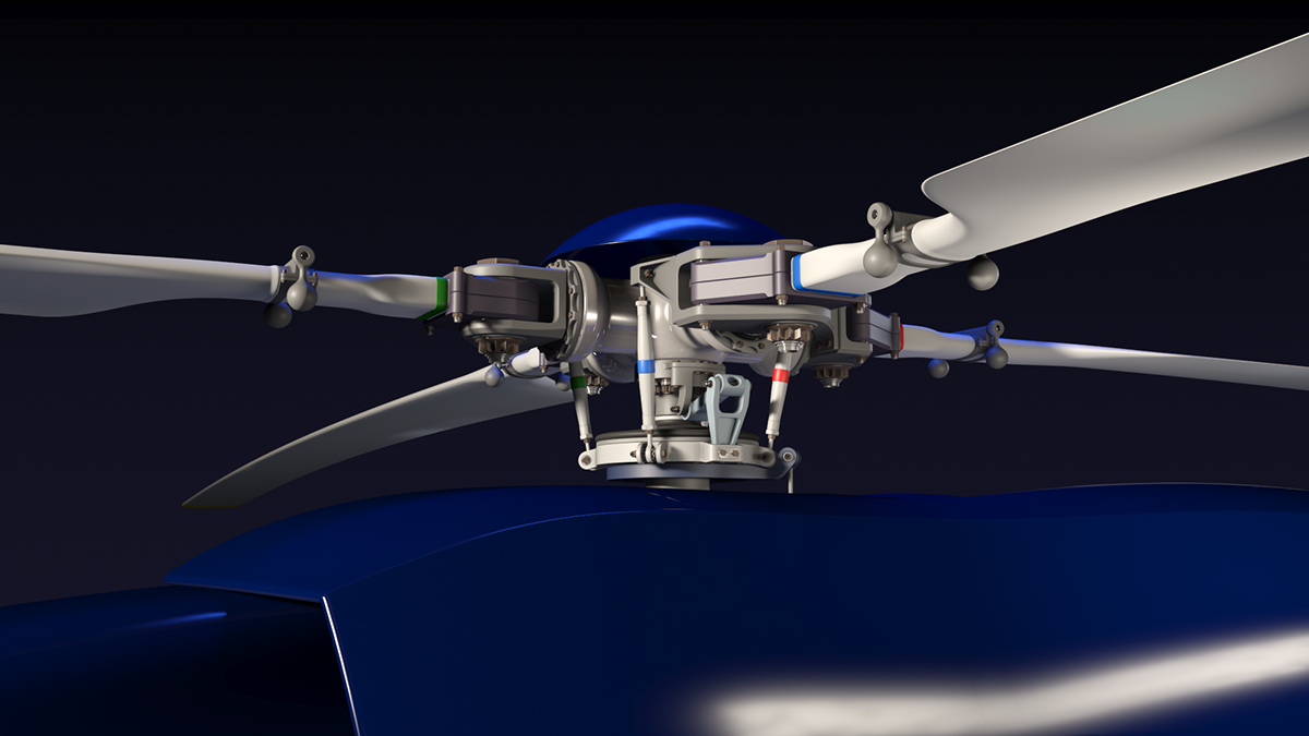 ec145 helicopter rotor head helicopter swashplate cyclic Collective  kinematics mechanics Alias 3d modeling eurocopter