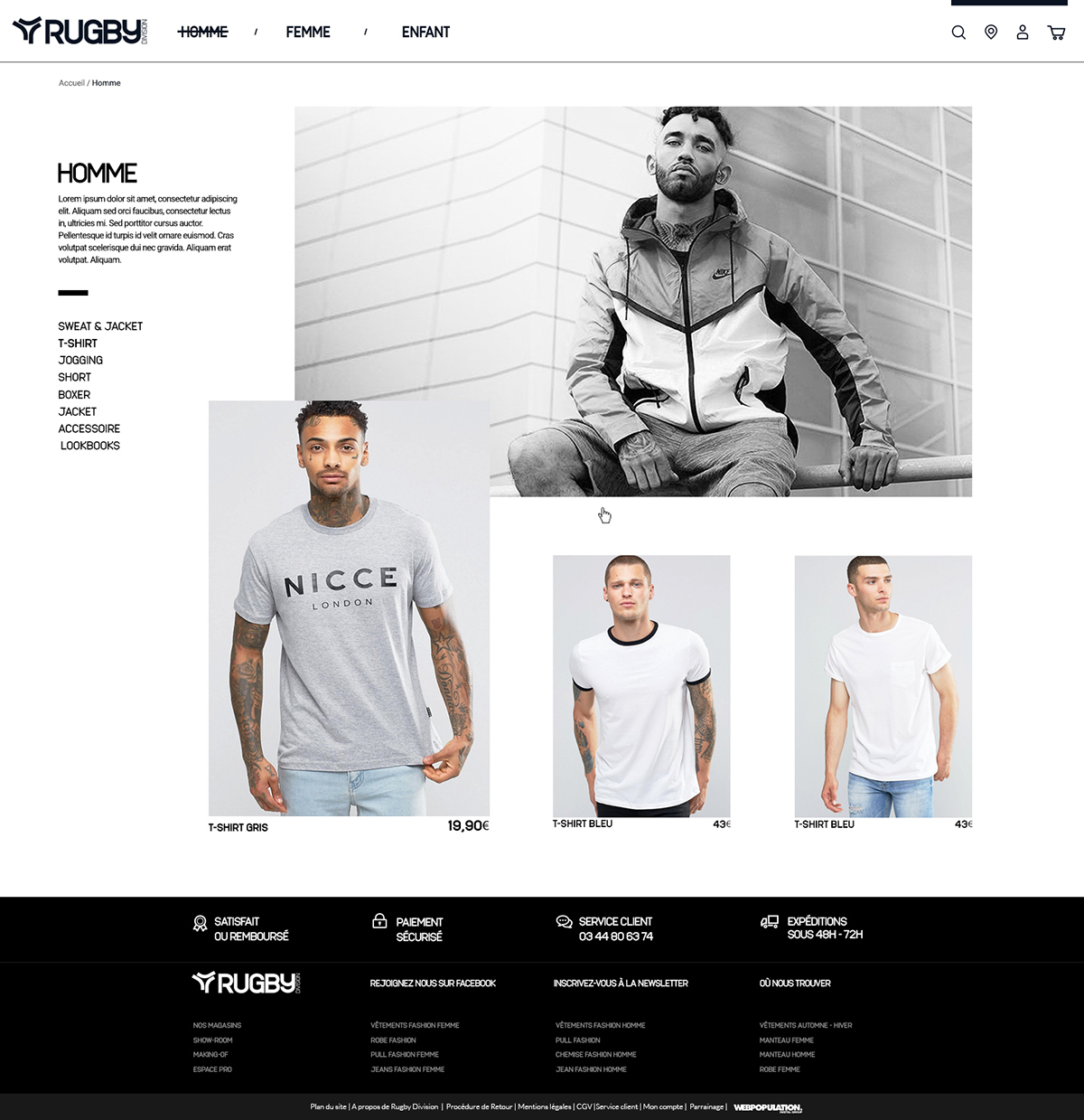 Ecommerce Webdesign e-commerce Mode Rugby