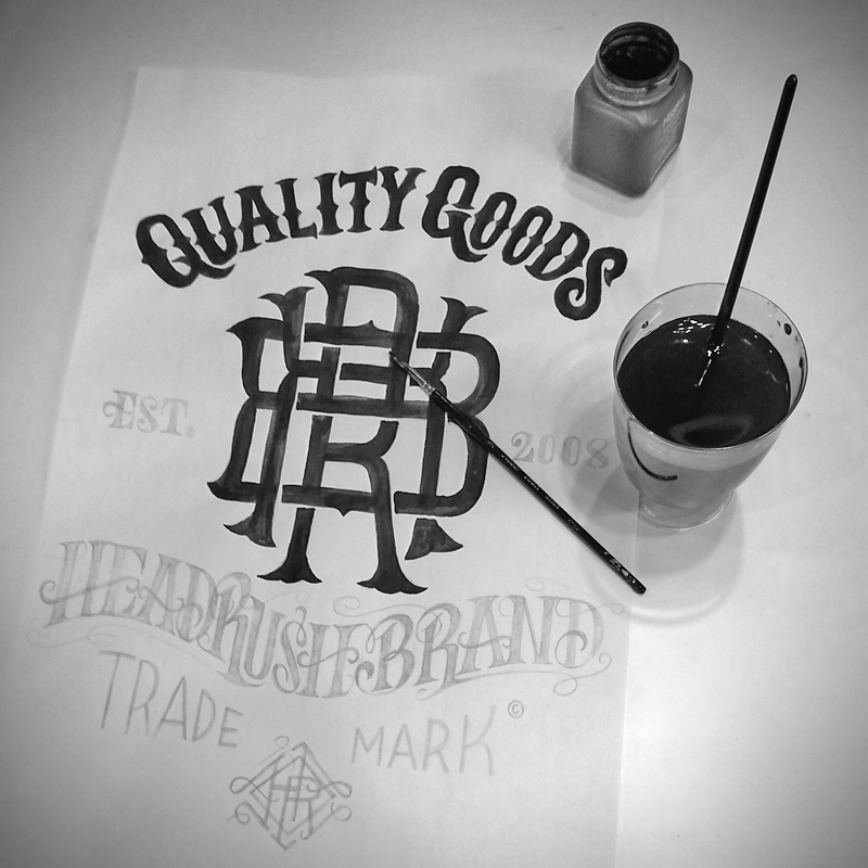 vintage type handdrawn pencil ink lettering