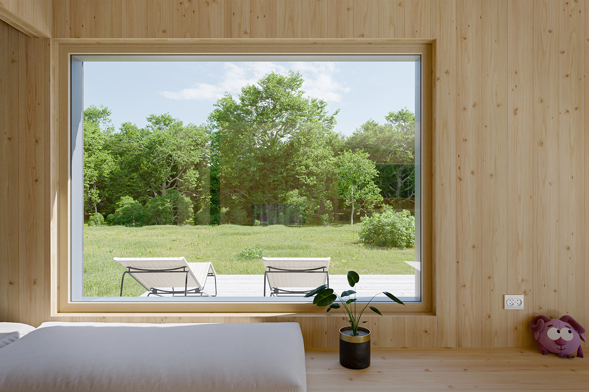 exterior architecture Render visualization archviz octane Interior chalet cabin wood
