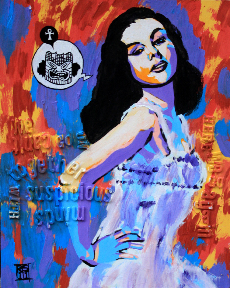 acrylic collage pin-up