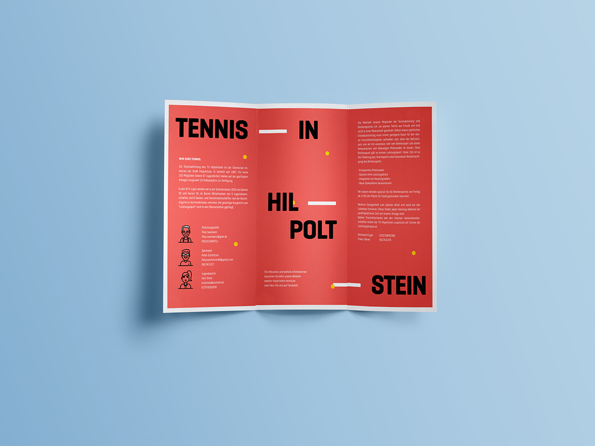 Rebrand rebranding tennis Hilpoltstein court flyer design font flat simple Web clean