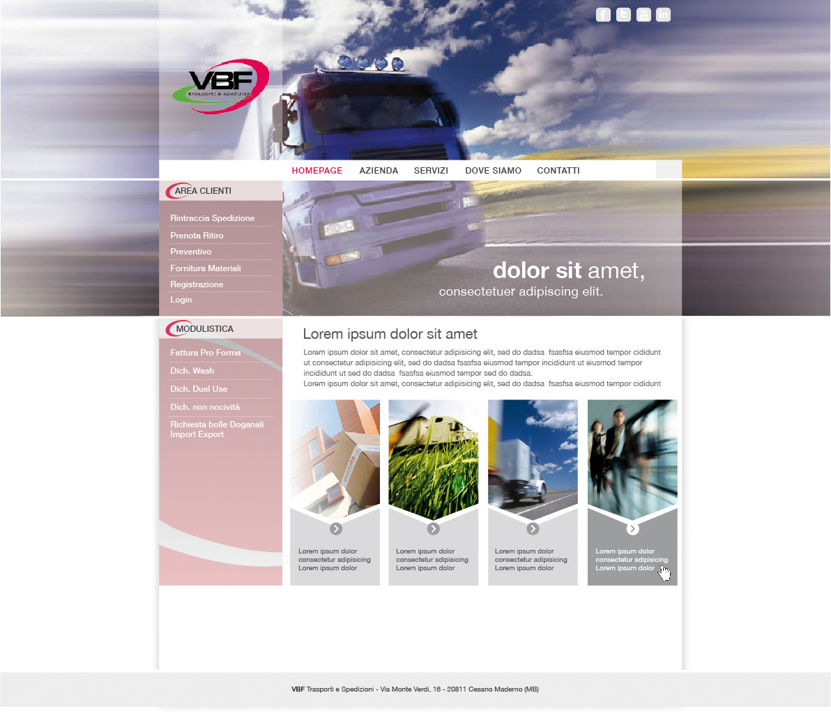 Webdesign homepage pages Layout graphicdesign Responsive graphic site Transport vbf