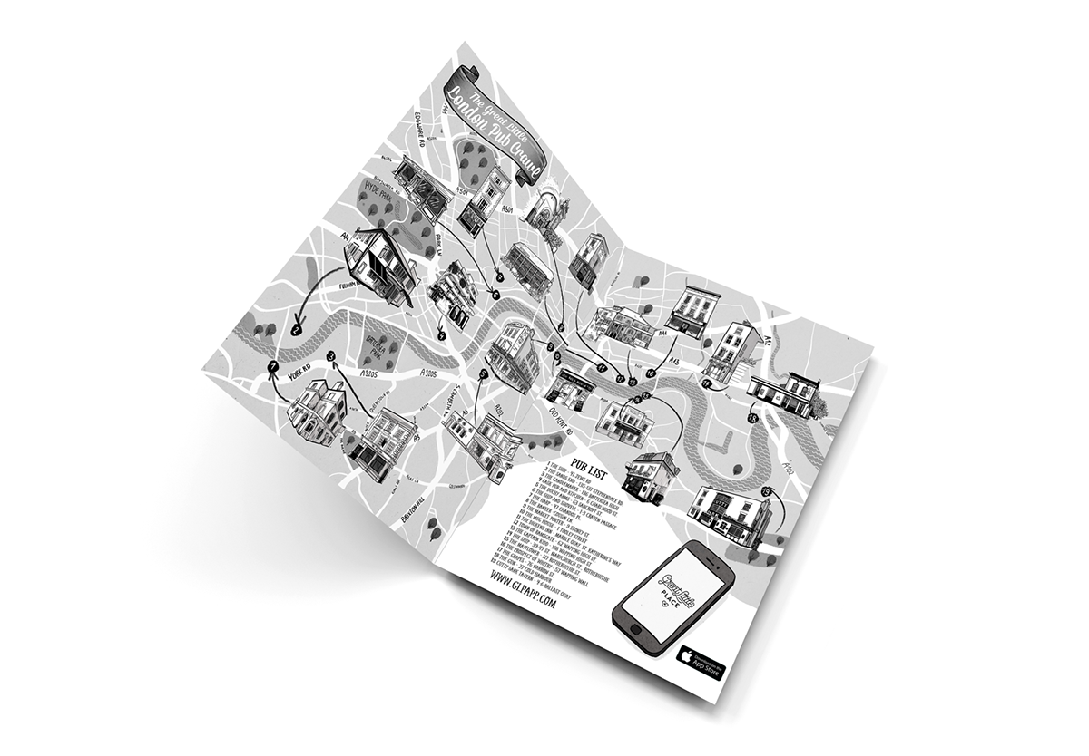 map maps lodon London map illustrated map illustrated black and white drawings city buildings pubs pub houses