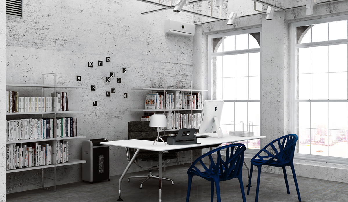 Office studio White design 3dsmax 3D