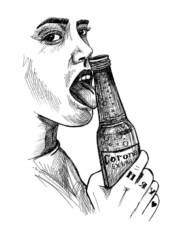 art ILLUSTRATION  draw beer girl