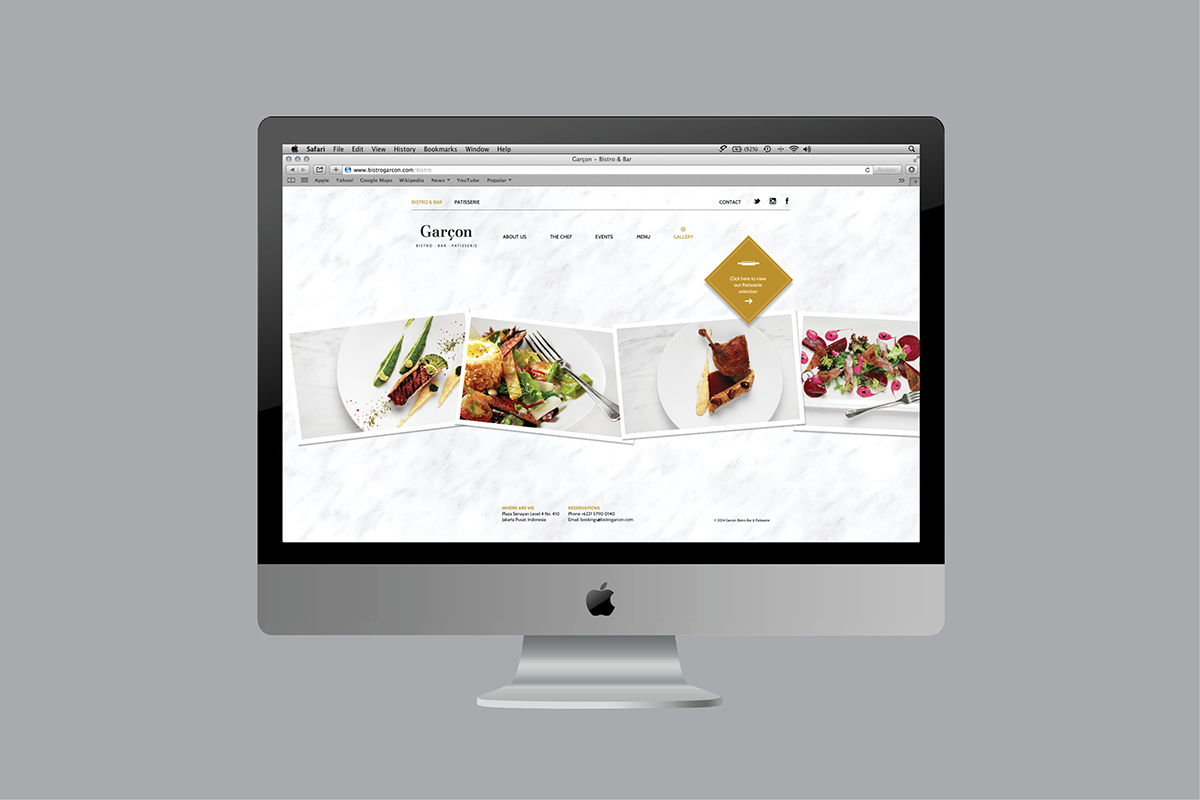 restaurant logo French pattern menu Stationery Website Icon black white gold garçon jakarta optical illusion bar