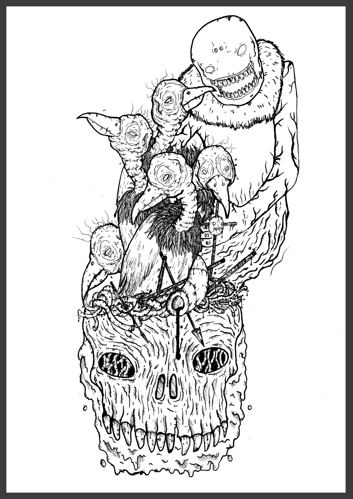 pop Streer art monsters Rendy Pen on Paper crows devil