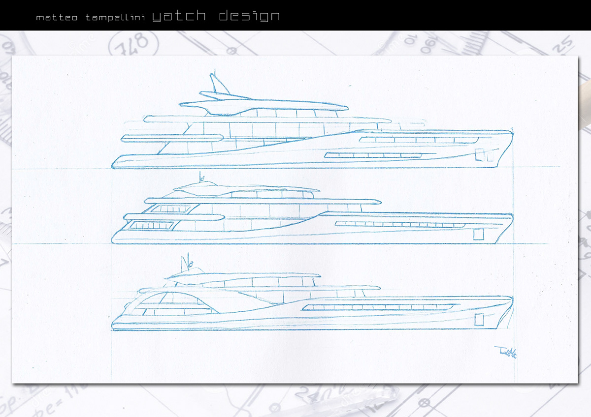 yatch design ship naval cruise sketch Speedboat technical sea yard