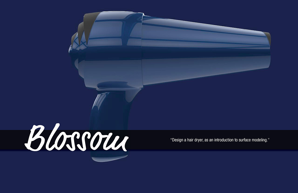 blossom Hair Dryer cad blue Surface Modeling