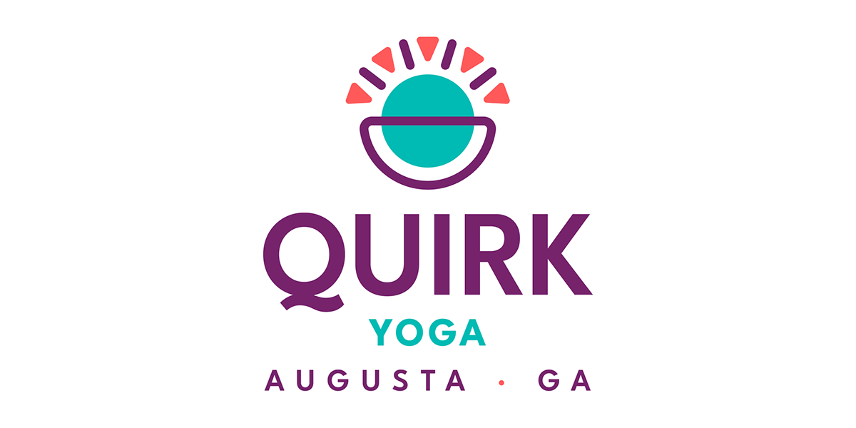 Bold, colorful, quirky geometric yoga logo