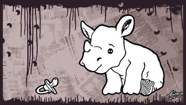 monsters nico Rhino photomontage comics canvas banner Printed banner shop