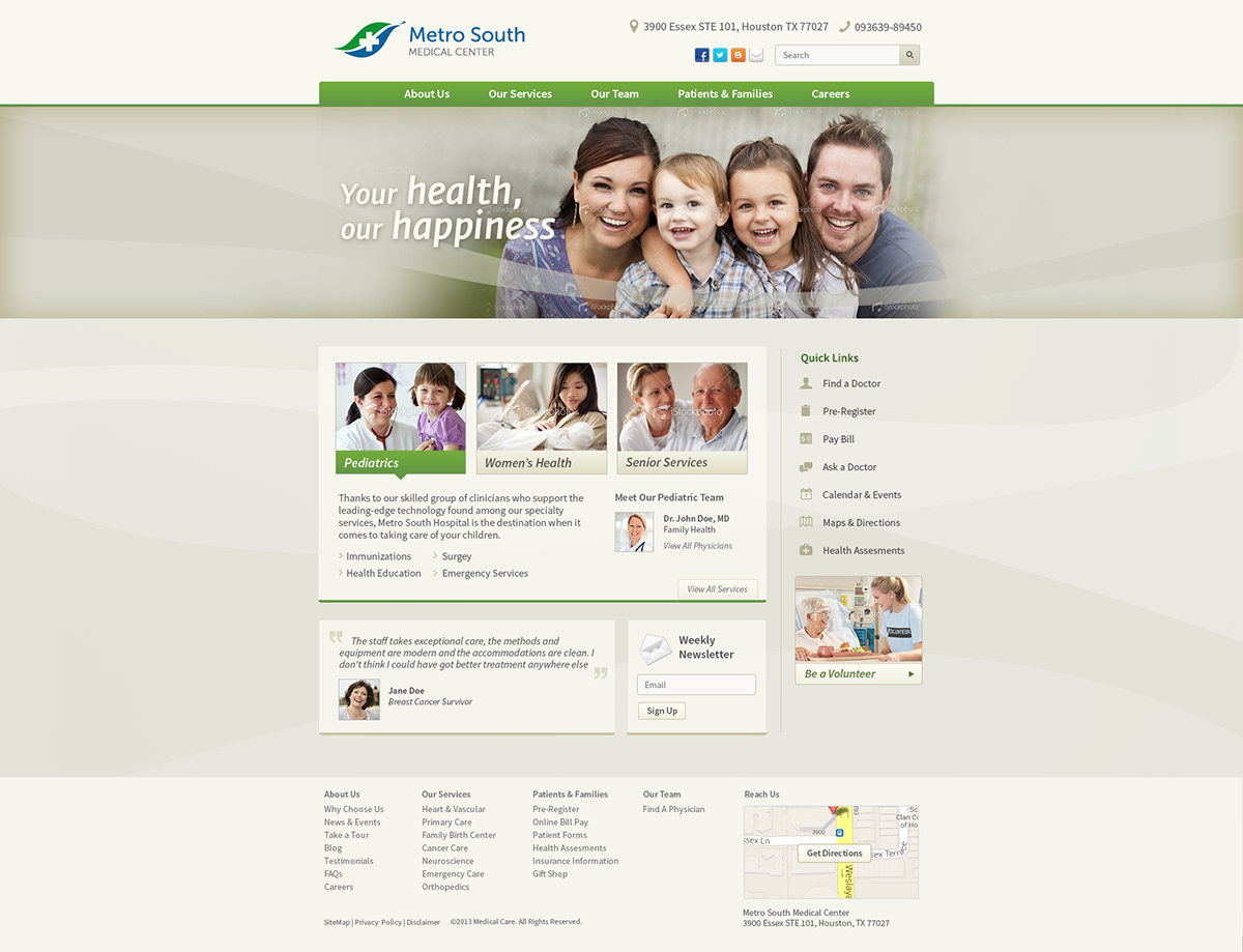 visual design templates hospital websites
