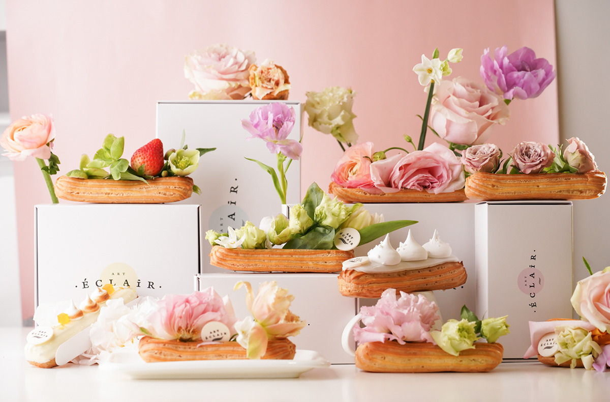 Art-project Eclair Flowers food-art food-photo food-stylist fresh flowers photokitchen
