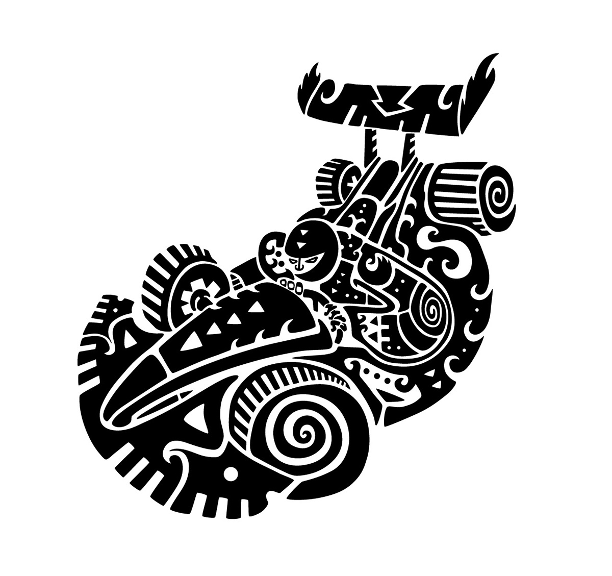 ILLUSTRATION  maori NEW ZELAND Old Maori sport bar black and white