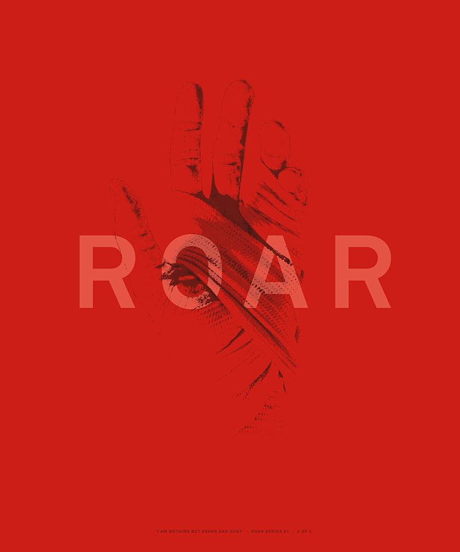 roar roarfilm poster eyes hands bandages fire
