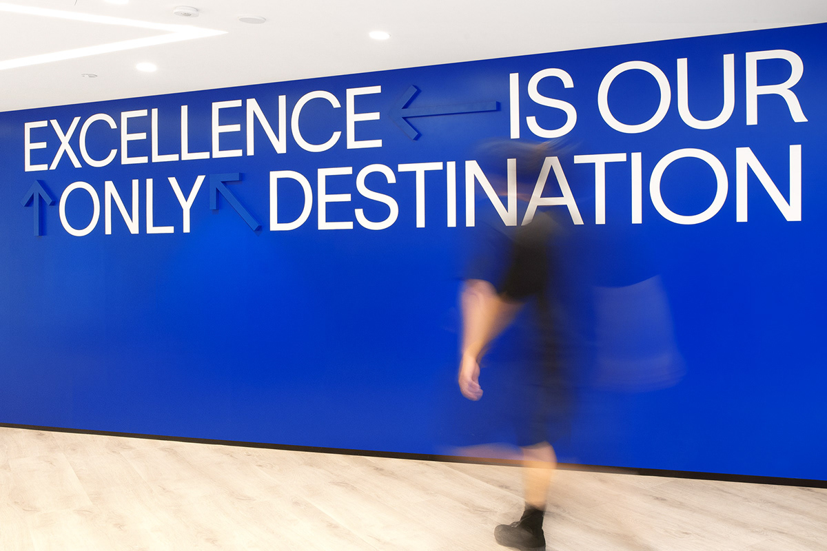 environmental graphics installation minimal Office quote Signage tobyngdesign type workspace Toby Ng
