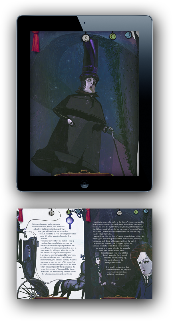 ipad interactive books illustartion Sherlock Holmes