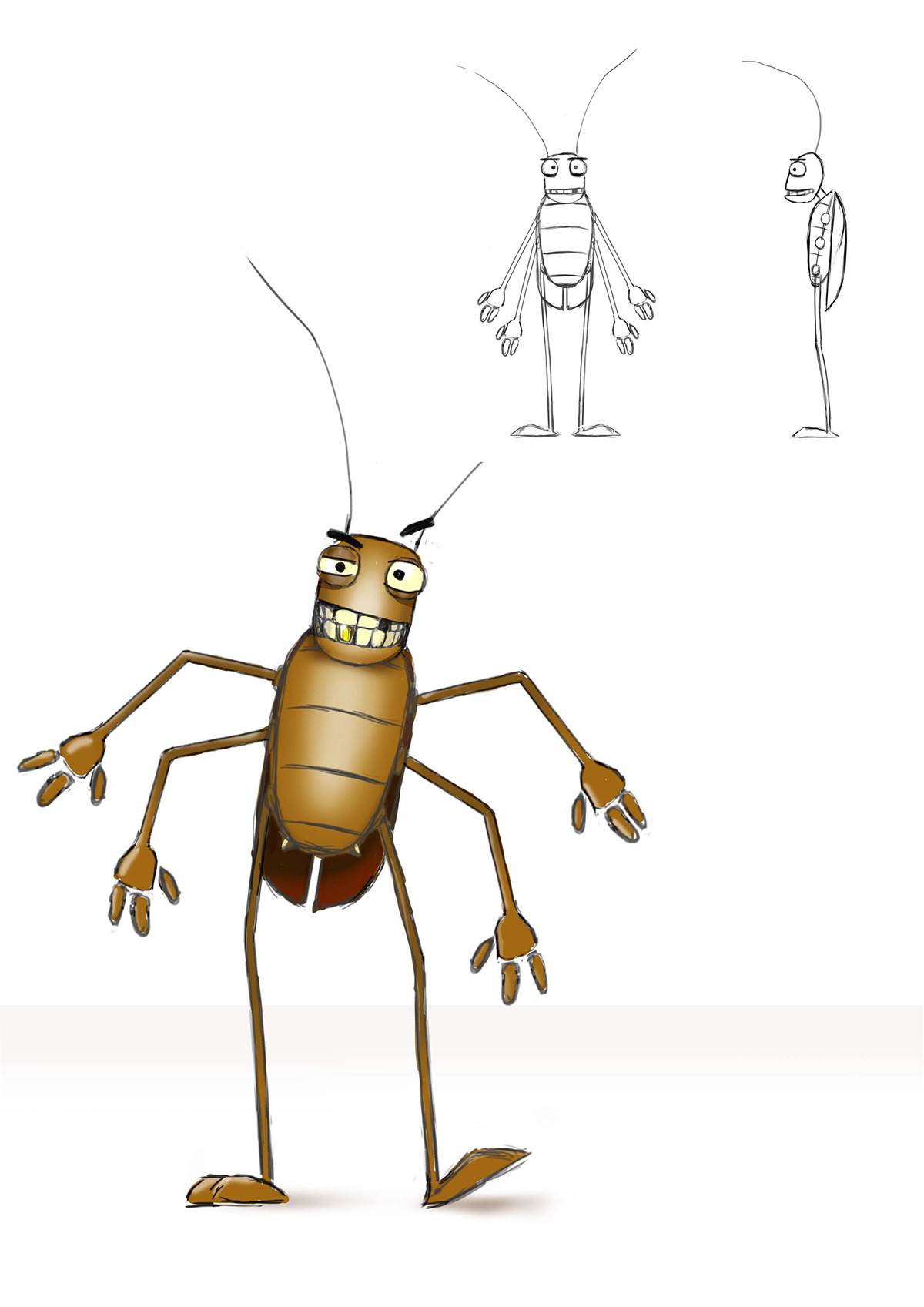motion capture cockroach 3D cartoon sketch