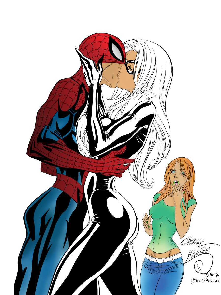 Spiderman and Black Cat Kiss (MJ in Background) on Behance