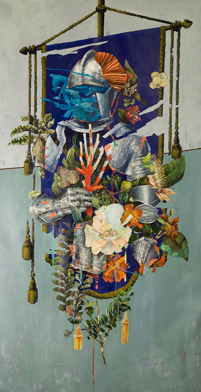 acrylic abstract Realism overgrown Plant collage Armour