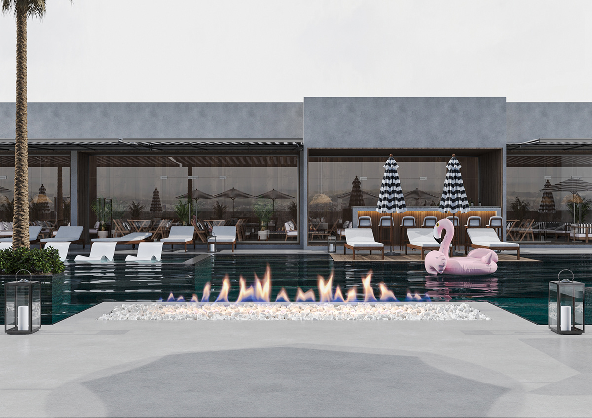 Outdoor Pool pool design exterior archviz visualization Render modern Modern Design modern pool
