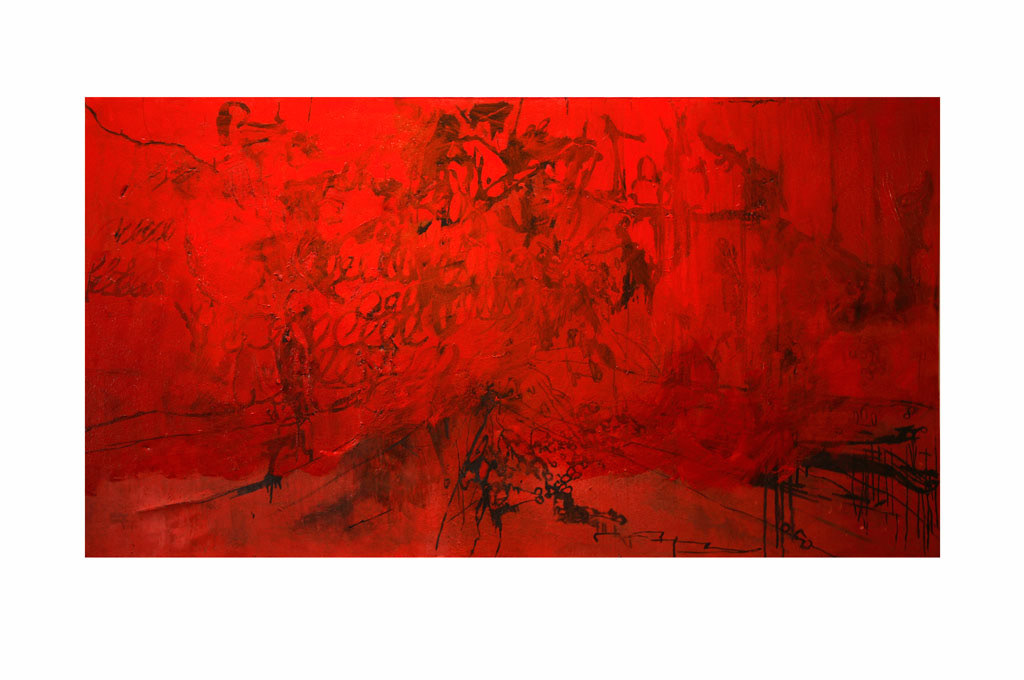 red  painting  oil painting  textural painting  Abstract Painting ephemeral  process art