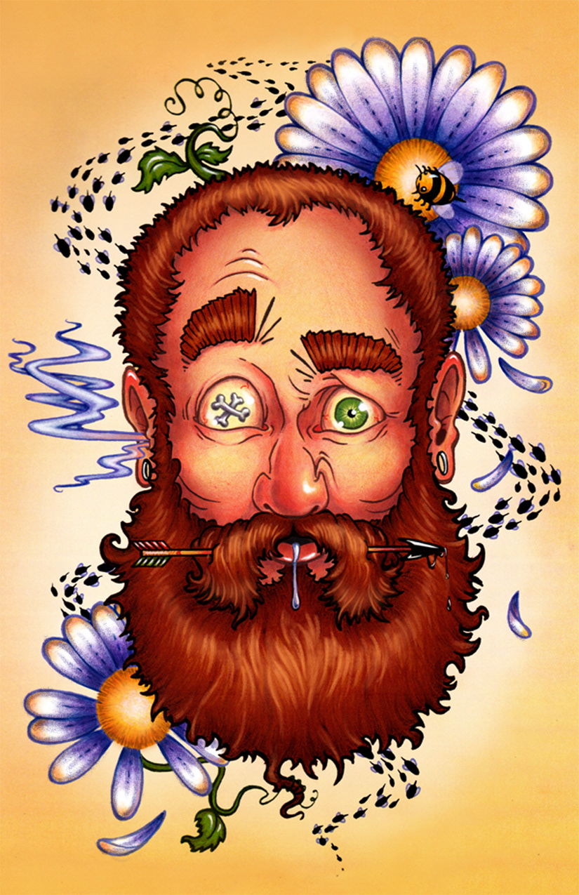 ink colored pencil digital beard death Flowers bees arrow ginger