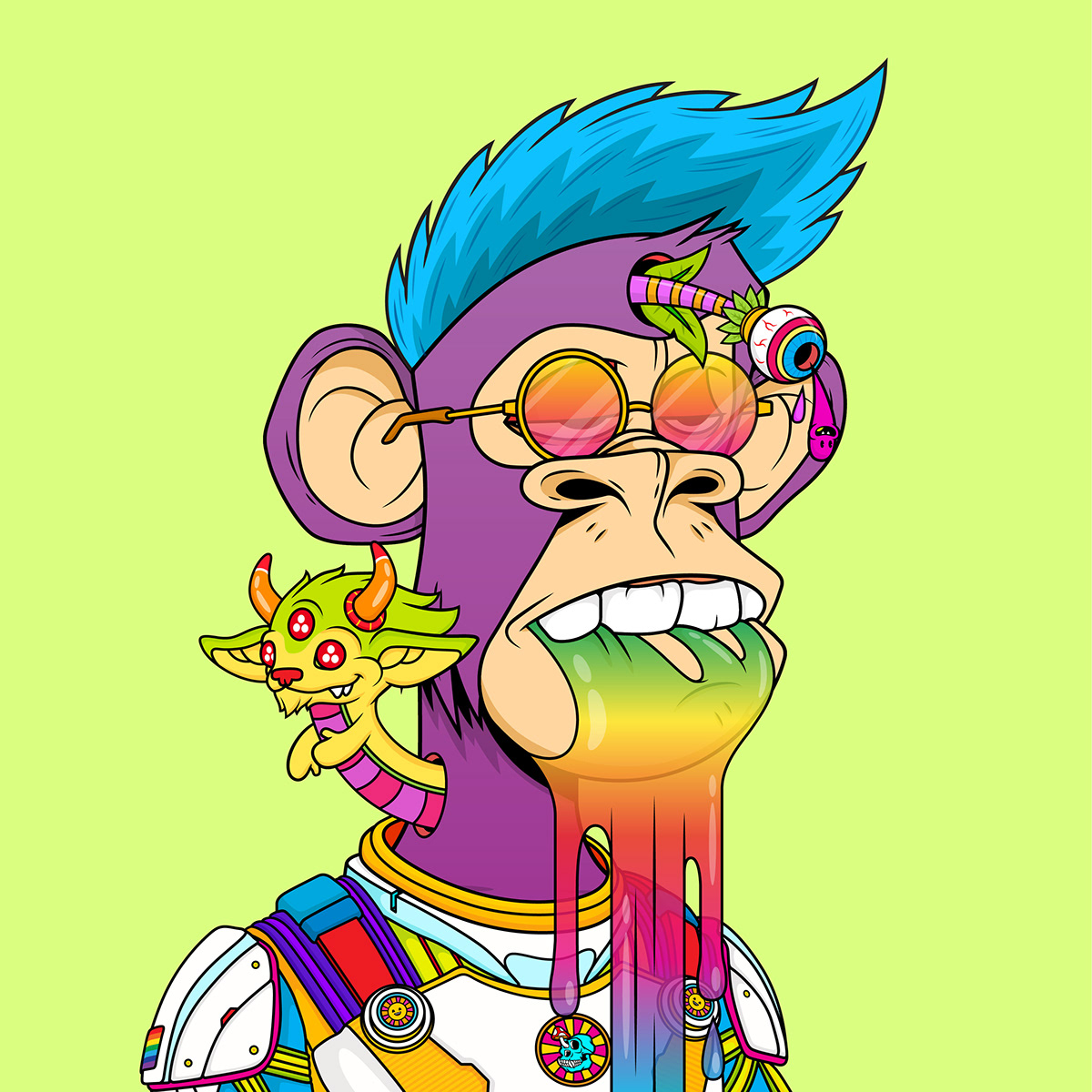 nft nft collection psychedelics digital illustration Character design  bayc bored apes psychedelic art psychonaut ape division