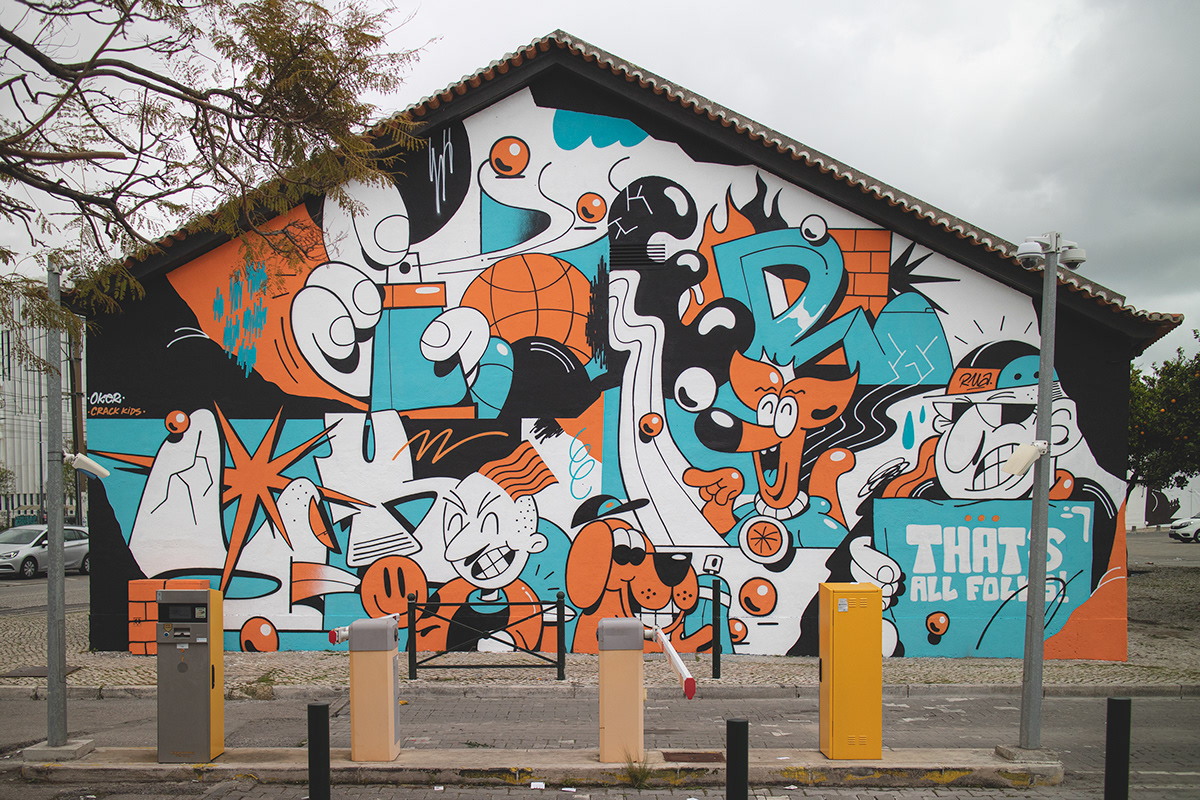 crack kids Graffiti Lisbon Mural Oker Street Art  wall
