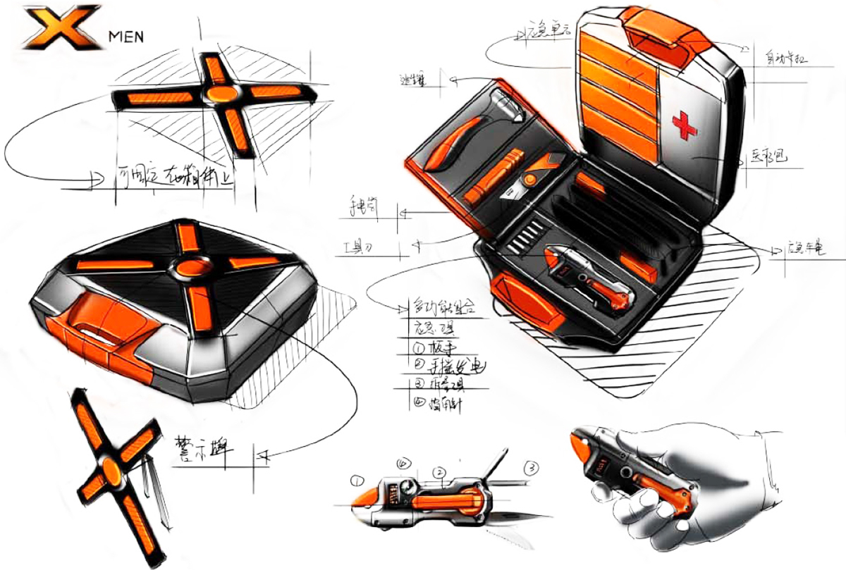 The vehicle escape tool sets sketch